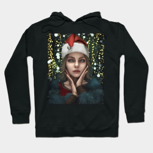 Portrait Of Female Anime Santa  2 Hoodie